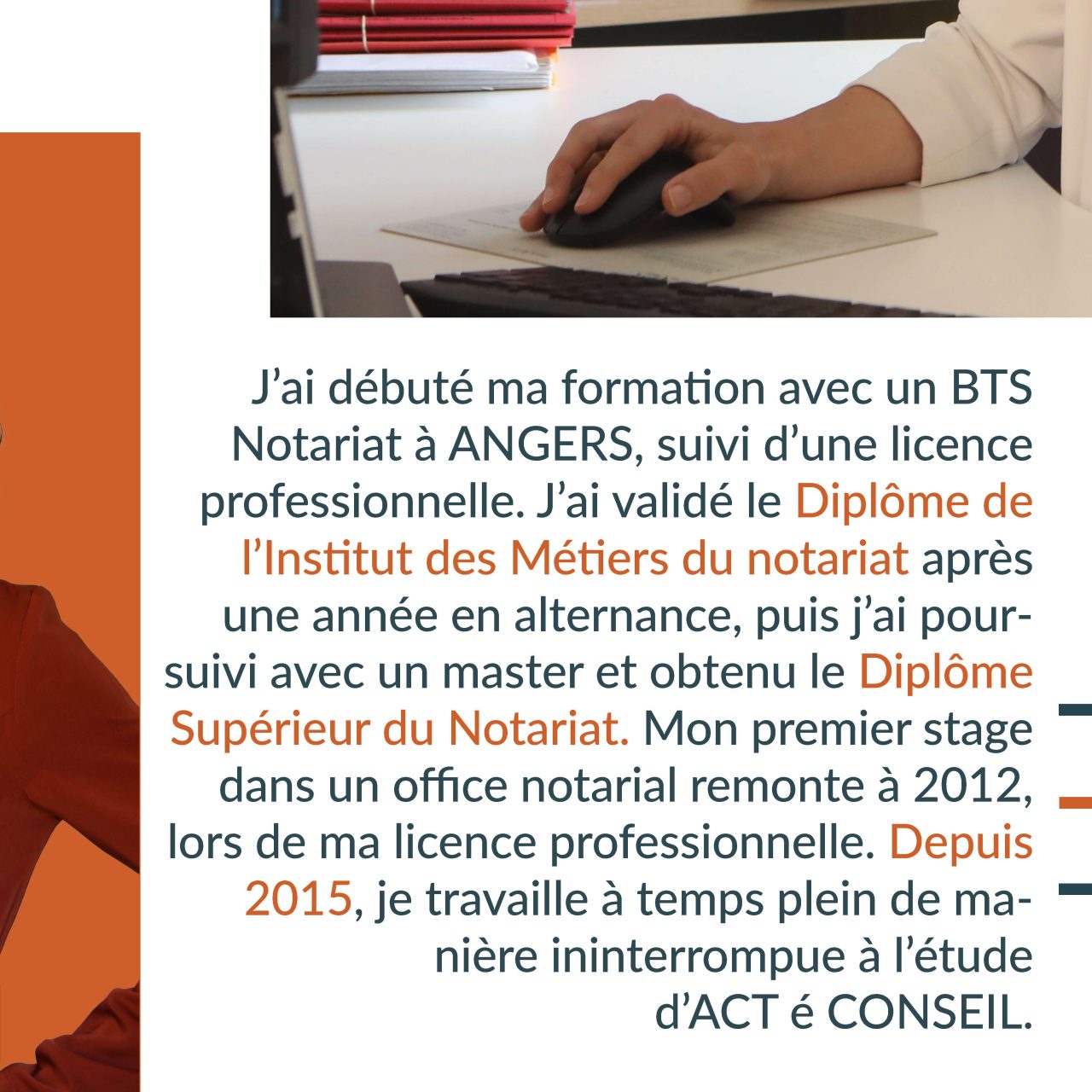 Alt text: Formation académique de Lauraline Touret en notariat